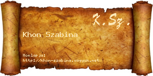 Khon Szabina névjegykártya